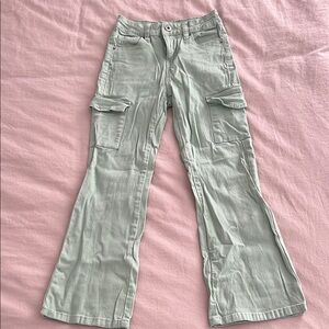 Women's Sage Green Cargo Flare Jeans